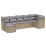 Garden sofa set with beige mixed cushions, 7 pieces, PE rattan. by vidaXL, Garden sets - Ref: Foro24-3263195, Price: 449,77 €...