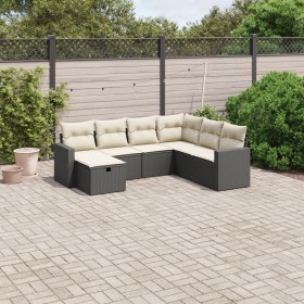 7-teiliges Garten-Esszimmerset und Kissen synthetisches Rattan schwarz von vidaXL, Gartensets - Ref: Foro24-3263522, Preis: 4...