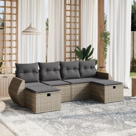 Set de muebles de jardín 6 pzas y cojines ratán sintético gris de vidaXL, Conjuntos de jardín - Ref: Foro24-3264166, Precio: ...