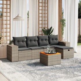 6-piece garden furniture set with gray synthetic rattan cushions by vidaXL, Garden sets - Ref: Foro24-3265169, Price: 385,05 ...