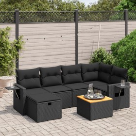 7-teiliges Garten-Esszimmerset und Kissen synthetisches Rattan schwarz von vidaXL, Gartensets - Ref: Foro24-3264947, Preis: 4...