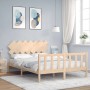 Double bed frame with solid wood headboard by vidaXL, Beds and slatted bases - Ref: Foro24-3193471, Price: 144,18 €, Discount: %