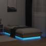 Bed frame with Sonoma oak LED lights 75x190 cm by vidaXL, Beds and slatted bases - Ref: Foro24-839548, Price: 105,99 €, Disco...