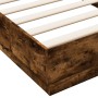 Bed frame with smoked oak LED lights 100x200 cm by vidaXL, Beds and slatted bases - Ref: Foro24-839508, Price: 103,93 €, Disc...