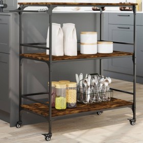 Kitchen cart made of smoked oak wood, 100.5x50x105 cm by vidaXL, Kitchen and dining carts - Ref: Foro24-842333, Price: 86,99 ...