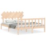 Double bed frame with solid wood headboard by vidaXL, Beds and slatted bases - Ref: Foro24-3193471, Price: 144,18 €, Discount: %