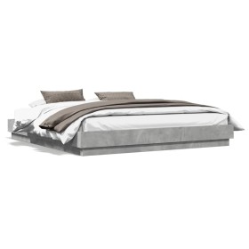 Estructura de cama con luces LED gris hormigón 200x200 cm de vidaXL, Camas y somieres - Ref: Foro24-3209768, Precio: 151,99 €...