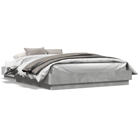 Estructura de cama con luces LED gris hormigón 160x200 cm de vidaXL, Camas y somieres - Ref: Foro24-3209782, Precio: 177,54 €...