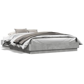 Bed frame with LED lights concrete gray 140x200 cm by vidaXL, Beds and slatted bases - Ref: Foro24-3209796, Price: 167,99 €, ...