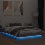 Bed frame with LED lights concrete gray 140x200 cm by vidaXL, Beds and slatted bases - Ref: Foro24-3209796, Price: 176,44 €, ...