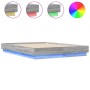 Estructura de cama con luces LED gris Sonoma 135x190 cm de vidaXL, Camas y somieres - Ref: Foro24-3209819, Precio: 143,57 €, ...