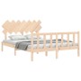 Double bed frame with solid wood headboard by vidaXL, Beds and slatted bases - Ref: Foro24-3193471, Price: 144,18 €, Discount: %