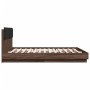 Bed frame with LED lights headboard in brown oak 180x200 cm by vidaXL, Beds and slatted bases - Ref: Foro24-3209995, Price: 2...