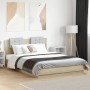 Bed frame with LED lights headboard Sonoma oak 150x200 cm by vidaXL, Beds and slatted bases - Ref: Foro24-3210005, Price: 195...