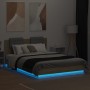 Bed frame with LED lights headboard Sonoma oak 150x200 cm by vidaXL, Beds and slatted bases - Ref: Foro24-3210005, Price: 195...