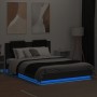 Bed frame with headboard and LED lights black 140x200 cm by vidaXL, Beds and slatted bases - Ref: Foro24-3210011, Price: 198,...