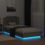 Bed frame with LED lights headboard Sonoma oak 100x200 cm by vidaXL, Beds and slatted bases - Ref: Foro24-3210026, Price: 171...