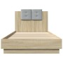 Bed frame with LED lights headboard Sonoma oak 100x200 cm by vidaXL, Beds and slatted bases - Ref: Foro24-3210026, Price: 171...