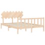 Double bed frame with solid wood headboard by vidaXL, Beds and slatted bases - Ref: Foro24-3193471, Price: 144,18 €, Discount: %