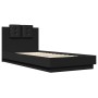 Bed frame with headboard and LED lights black 90x200 cm by vidaXL, Beds and slatted bases - Ref: Foro24-3210032, Price: 173,8...