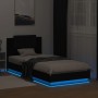 Bed frame with headboard and LED lights black 90x200 cm by vidaXL, Beds and slatted bases - Ref: Foro24-3210032, Price: 173,8...