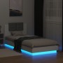 Bed frame with headboard and white LED lights 100x200 cm by vidaXL, Beds and slatted bases - Ref: Foro24-3210024, Price: 177,...