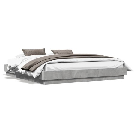 Estructura de cama con luces LED gris hormigón 180x200 cm de vidaXL, Camas y somieres - Ref: Foro24-3209775, Precio: 188,52 €...