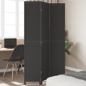 3-panel solid Paulownia wood room divider screen in black. by vidaXL, Room dividers - Ref: Foro24-358847, Price: 84,99 €, Dis...