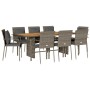 Set comedor jardín 9 pzas y cojines ratán sintético gris de vidaXL, Conjuntos de jardín - Ref: Foro24-3213501, Precio: 708,60...