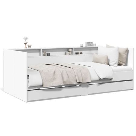 Tumbona con cajones madera de ingeniería blanco 75x190 cm de vidaXL, Camas y somieres - Ref: Foro24-3280860, Precio: 224,87 €...