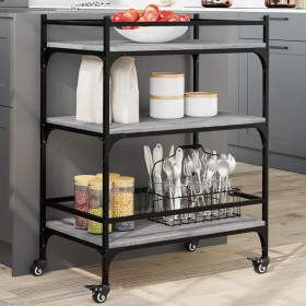 Carrito de cocina madera ingeniería gris Sonoma 65x40x86,5 cm de vidaXL, Carros de cocina y comedor - Ref: Foro24-842399, Pre...