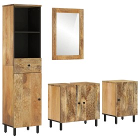 Set Badezimmerschränke 4-teilig massives Mangoholz von vidaXL, Badezimmermöbel - Ref: Foro24-3206303, Preis: 436,99 €, Rabatt: %