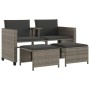 2 seater garden sofa with gray PE rattan table and stools by vidaXL, Garden sets - Ref: Foro24-368418, Price: 231,76 €, Disco...