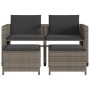 2 seater garden sofa with gray PE rattan table and stools by vidaXL, Garden sets - Ref: Foro24-368418, Price: 231,76 €, Disco...