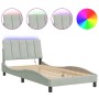 Bed frame with light gray velvet and LED lights 100x200 cm by vidaXL, Beds and slatted bases - Ref: Foro24-3213763, Price: 14...