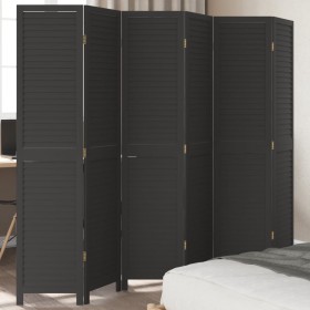 6-panel solid Paulownia wood room divider screen in black. by vidaXL, Room dividers - Ref: Foro24-358858, Price: 151,99 €, Di...