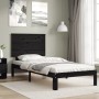 Estructura de cama individual con cabecero madera maciza negro de vidaXL, Camas y somieres - Ref: Foro24-3193625, Precio: 107...