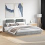 Concrete gray engineered wood bed with headboard 160x200 cm by vidaXL, Beds and slatted bases - Ref: Foro24-3209908, Price: 2...