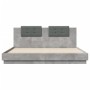 Concrete gray engineered wood bed with headboard 160x200 cm by vidaXL, Beds and slatted bases - Ref: Foro24-3209908, Price: 2...