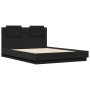 Bed frame with black engineered wood headboard 135x190 cm by vidaXL, Beds and slatted bases - Ref: Foro24-3209955, Price: 185...