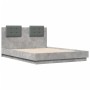 Concrete gray engineered wood bed with headboard 135x190 cm by vidaXL, Beds and slatted bases - Ref: Foro24-3209957, Price: 1...