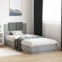 Concrete gray engineered wood bed with headboard 100x200 cm by vidaXL, Beds and slatted bases - Ref: Foro24-3209936, Price: 1...