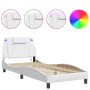 Bed frame with LED lights white synthetic leather 80x200 cm by vidaXL, Beds and slatted bases - Ref: Foro24-3213981, Price: 1...