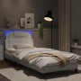 Bed frame with LED lights white synthetic leather 90x190 cm by vidaXL, Beds and slatted bases - Ref: Foro24-3213988, Price: 1...