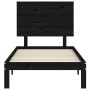 Estructura de cama individual con cabecero madera maciza negro de vidaXL, Camas y somieres - Ref: Foro24-3193625, Precio: 107...