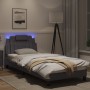 Bed frame with LED lights gray synthetic leather 90x200 cm by vidaXL, Beds and slatted bases - Ref: Foro24-3213997, Price: 15...