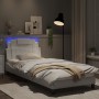 Bed frame with LED lights white synthetic leather 90x200 cm by vidaXL, Beds and slatted bases - Ref: Foro24-3213995, Price: 1...