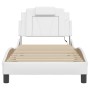 Estructura cama con luces LED cuero sintético blanco 90x200 cm de vidaXL, Camas y somieres - Ref: Foro24-3213995, Precio: 156...