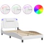 Bed frame with LED lights white synthetic leather 100x200 cm by vidaXL, Beds and slatted bases - Ref: Foro24-3214002, Price: ...