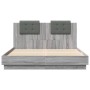 Cama con cabecero madera de ingeniería gris Sonoma 150x200 cm de vidaXL, Camas y somieres - Ref: Foro24-3209917, Precio: 184,...